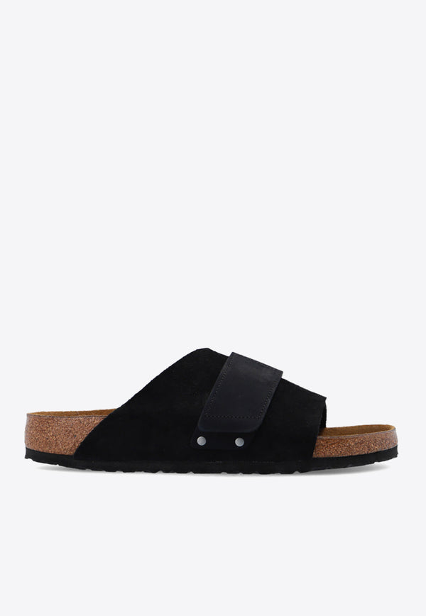 Birkenstock Kyoto Logo-Detailed Suede Slides Black