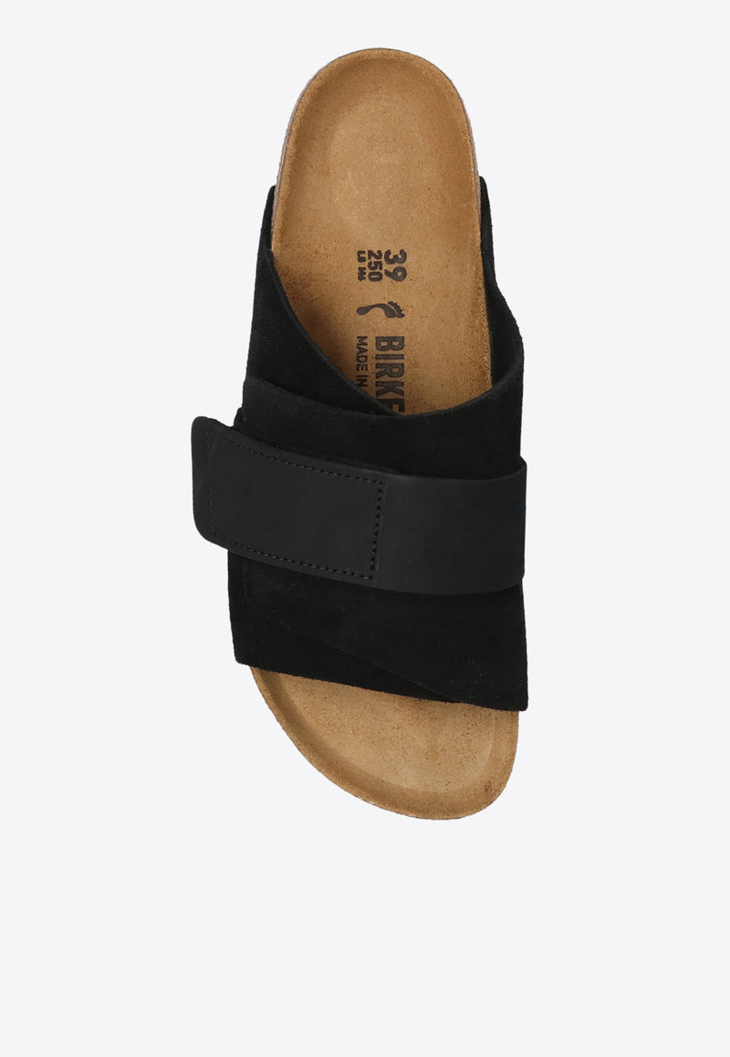 Birkenstock Kyoto Logo-Detailed Suede Slides Black