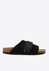 Birkenstock Kyoto Logo-Detailed Suede Slides Black