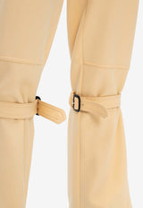 Victoria Beckham Knee-Straps High-Waisted Wool Pants 1320WTR001726B 0-HONEY