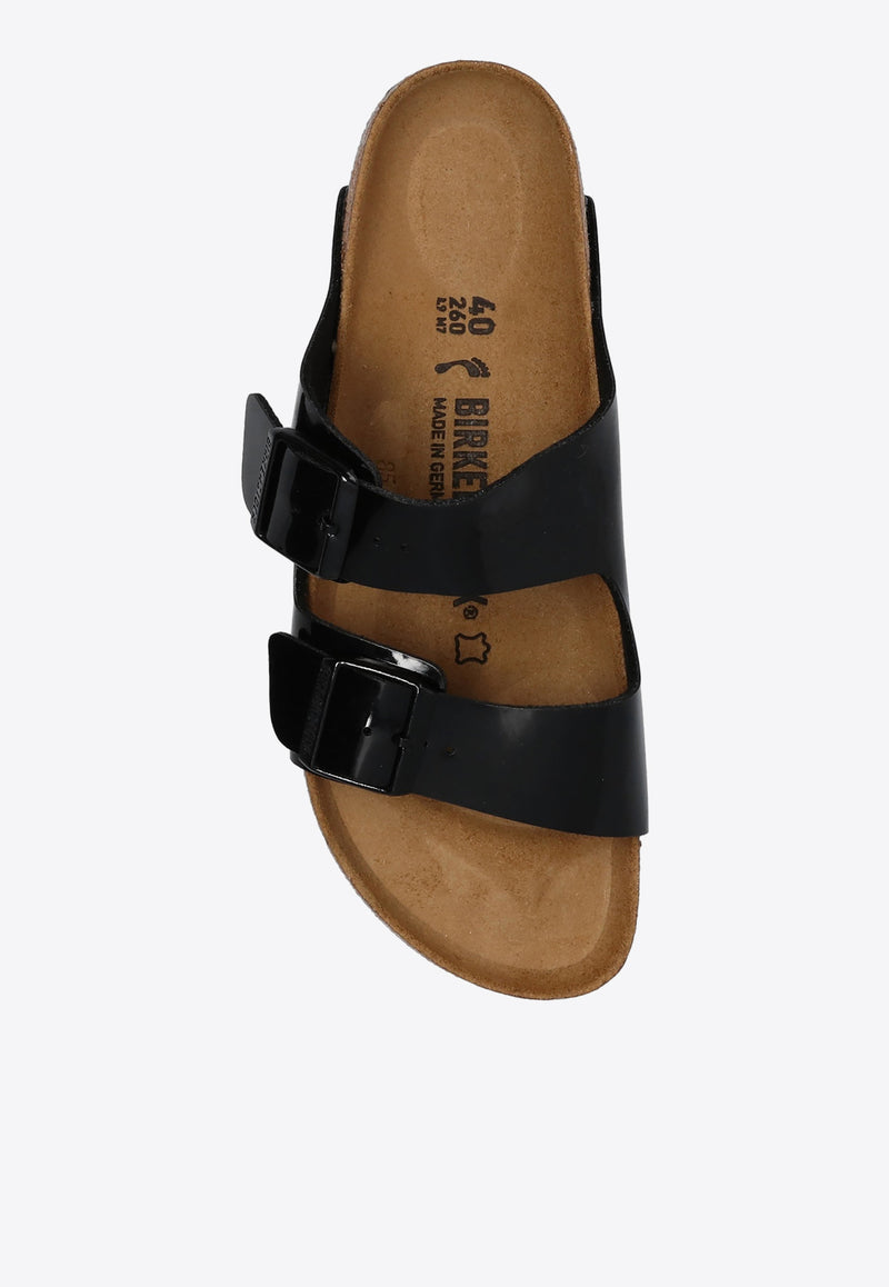 Birkenstock Arizona Bs Leather Slides 1005292 0-PATENT BLACK