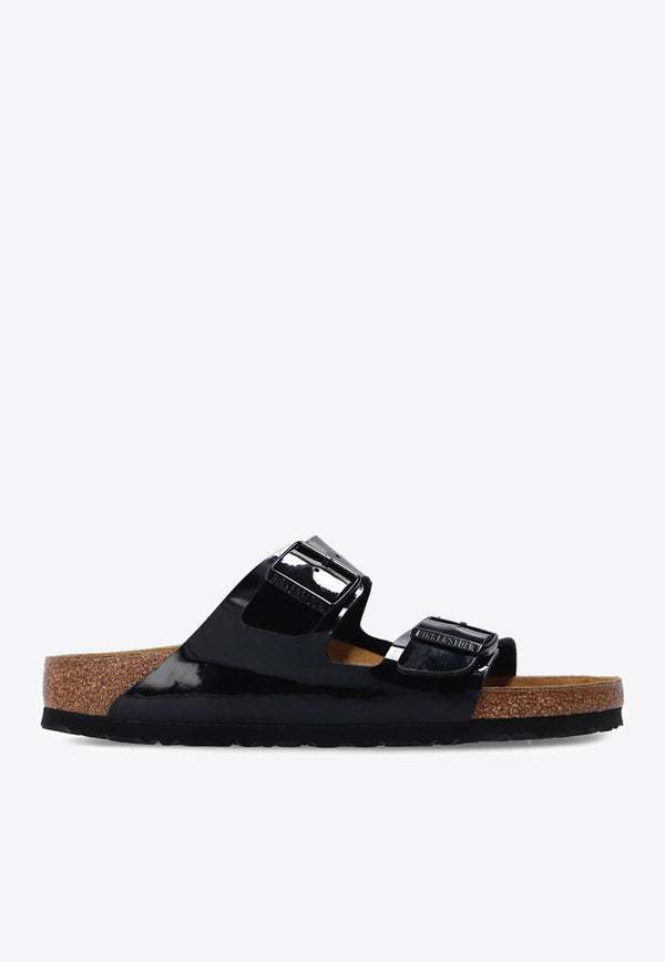 Birkenstock Arizona Bs Leather Slides 1005292 0-PATENT BLACK