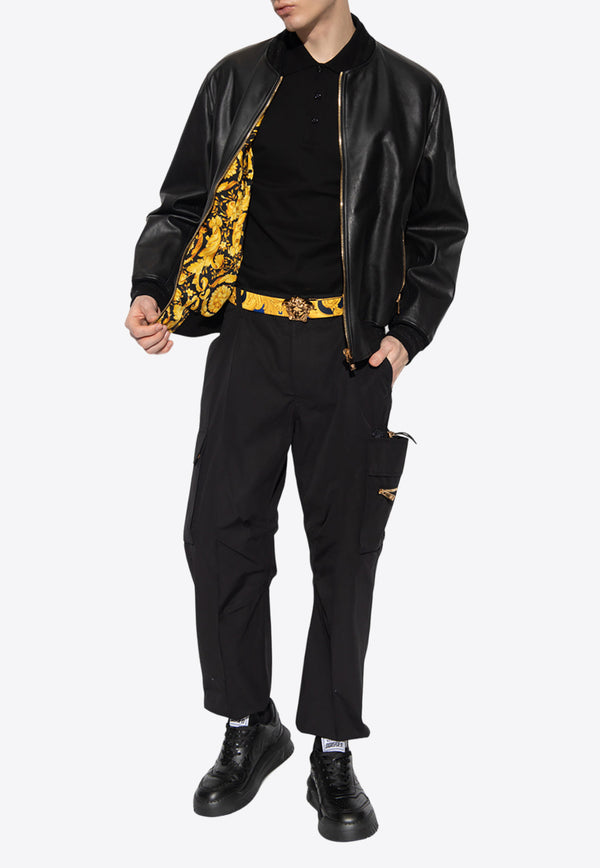 Versace Zip-Up Leather Bomber Jacket 1007634 1A05477-1B000