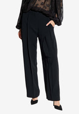 Victoria Beckham Wide Leg Pleated Tailored Pants 1123WTR004308B 0-BLACK