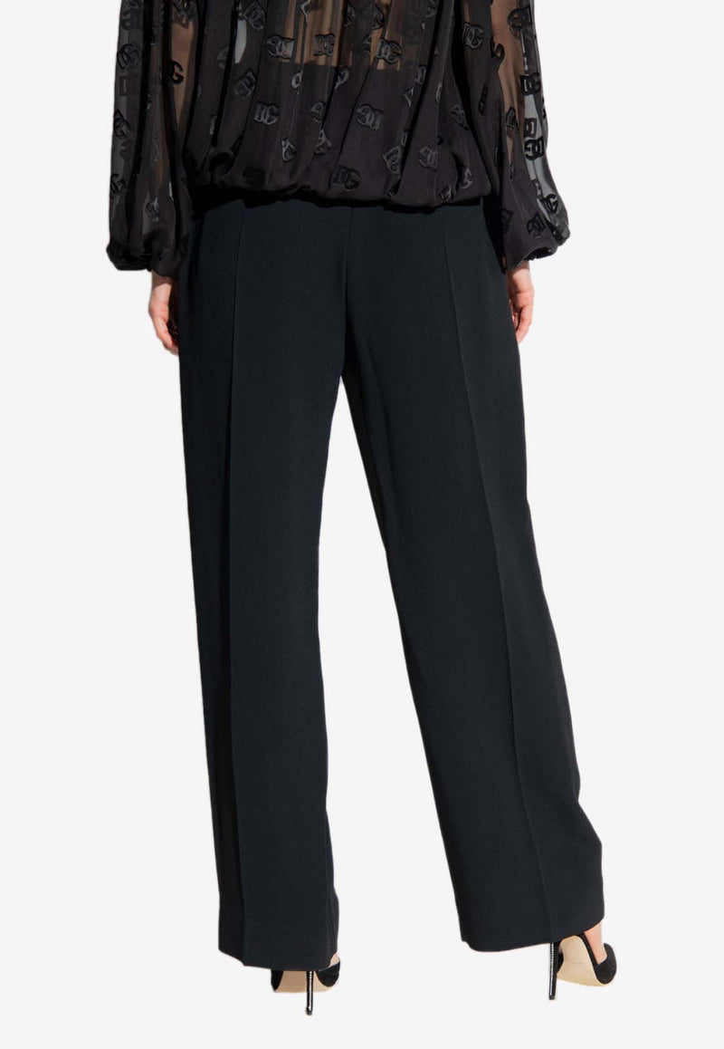 Victoria Beckham Wide Leg Pleated Tailored Pants 1123WTR004308B 0-BLACK