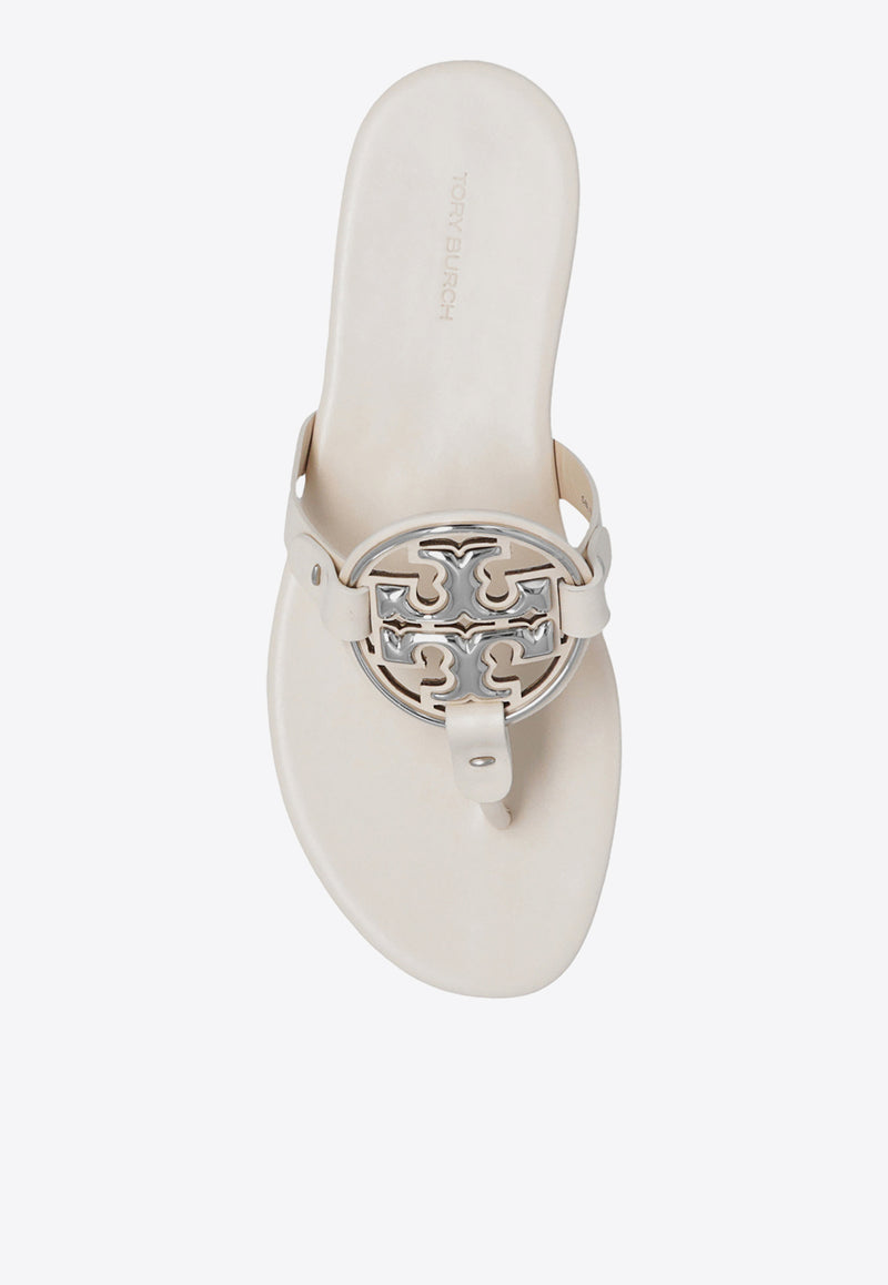 Tory Burch Miller Nappa Leather Logo Sandals Beige 136593 0-122