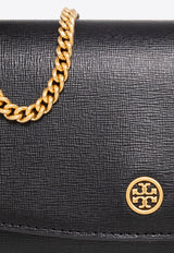 Tory Burch Robinson Leather Chain Clutch Black 137152 0-001