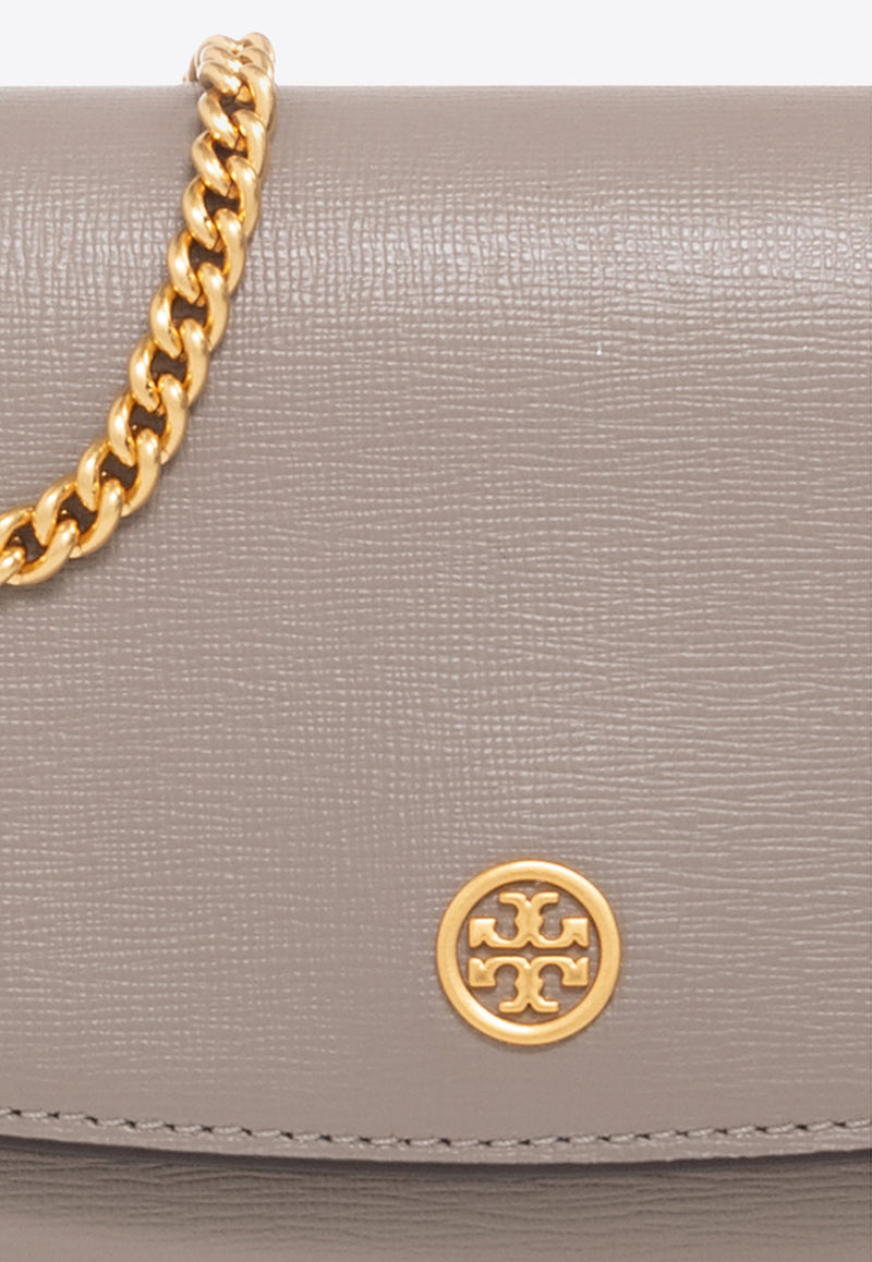 Tory Burch Robinson Leather Chain Clutch Grey 137152 0-082