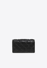 Tory Burch Fleming Quilted Leather Chain Clutch Black 138853 0-001