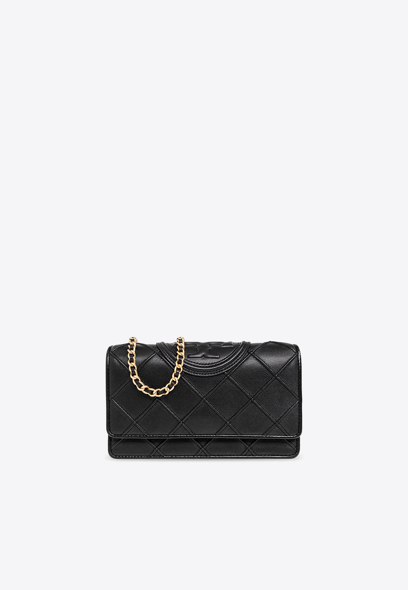 Tory Burch Fleming Quilted Leather Chain Clutch Black 138853 0-001