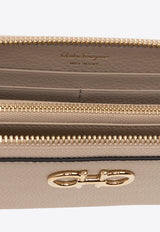 Salvatore Ferragamo Gancini Continental Zip-Around Wallet Beige 220405 758663-FAWN