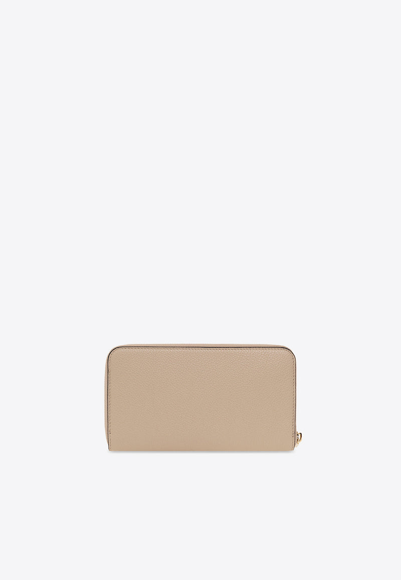 Salvatore Ferragamo Gancini Continental Zip-Around Wallet Beige 220405 758663-FAWN