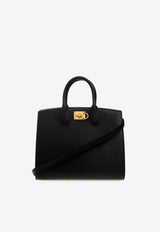 Salvatore Ferragamo Medium Studio Tote Bag in Hammered Leather Black 210398 THE STUDIO 740941-NERO