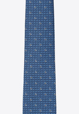 Salvatore Ferragamo Gancini Print Tie Blue 350263 4 MAGLIA 731639-F NAVY BLU