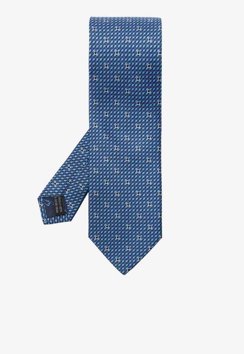 Salvatore Ferragamo Gancini Print Tie Blue 350263 4 MAGLIA 731639-F NAVY BLU