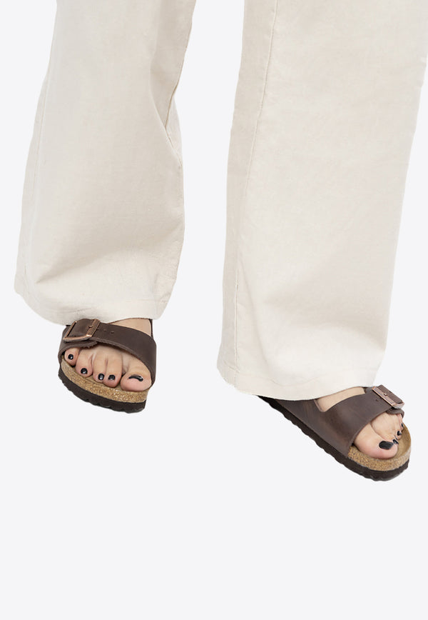 BirkenstockArizona Double-Strap Leather Slides452763 0-HABANABrown