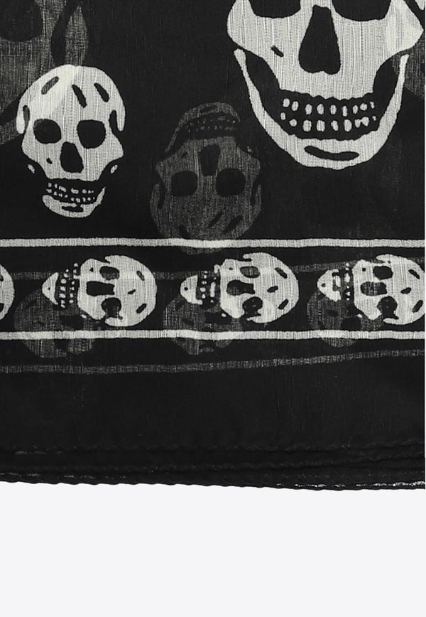 Alexander McQueen Skull Print Chiffon Scarf Black 557717 3052Q-1078