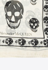 Alexander McQueen Skull Print Chiffon Scarf Cream 557717 3052Q-9260