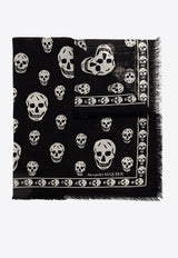 Alexander McQueen Skull Print Wool Scarf Black 557717 3222Q-1078