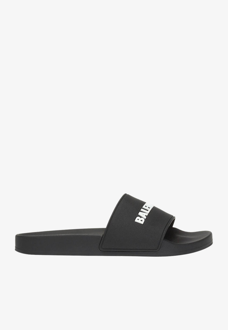 Balenciaga Logo-Embossed Pool Slides 565826 W1S80-1006