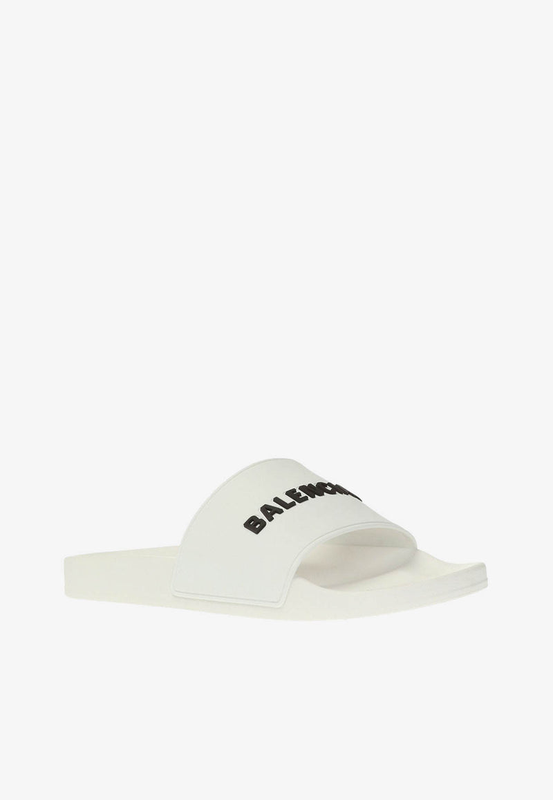 Balenciaga Logo-Embossed Pool Slides 565826 W1S80-9034