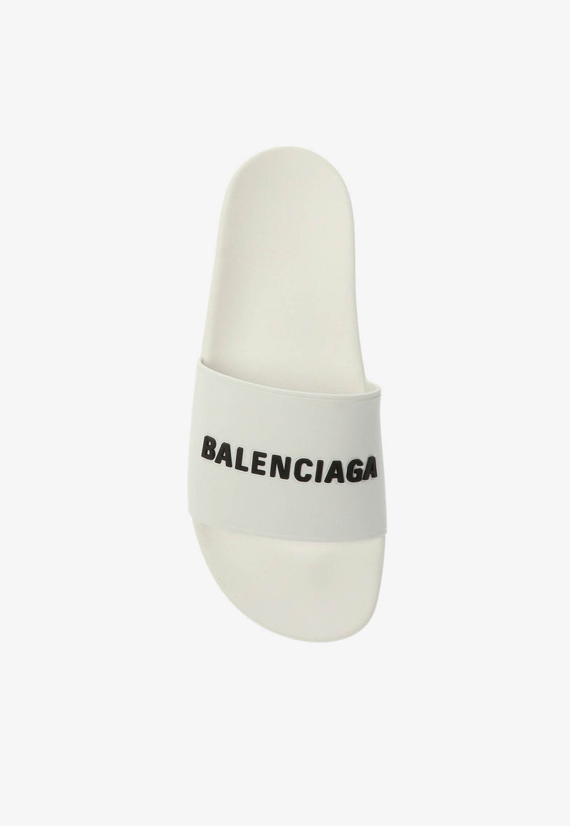 Balenciaga Logo-Embossed Pool Slides 565826 W1S80-9034