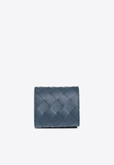 Bottega Veneta Folded Intrecciato Coin Purse Deep Blue 596579 VCPQ4-3121