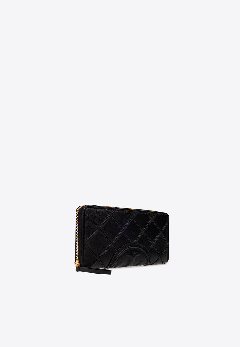 Tory Burch Fleming Quilted Leather Zip-Around Wallet Black 140344 0-001