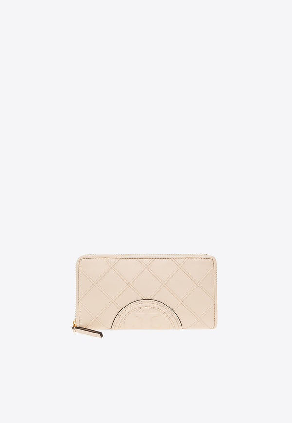 Tory Burch Fleming Quilted Leather Zip-Around Wallet Cream 140344 0-122