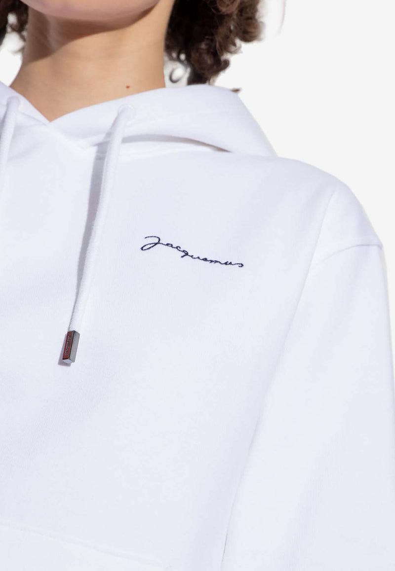 Jacquemus Logo Print Hooded Sweatshirt White 226JS310 2120 F-100