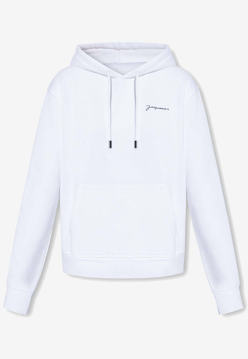 Jacquemus Logo Print Hooded Sweatshirt White 226JS310 2120 F-100