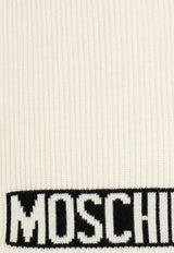 Moschino Ribbed Knit Scarf in Wool Blend Cream 50184 M5541-002