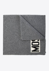 Moschino Logo Intarsia Rib Knit Scarf  Gray 50184 M5541-015