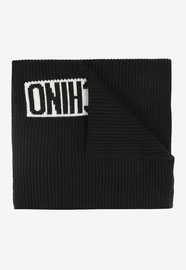 Moschino Logo Intarsia Rib Knit Scarf  Black 50184 M5541-016