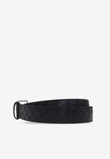 Bottega VenetaIntrecciato Leather Buckled Belt609182 VCPQ3-8803Black