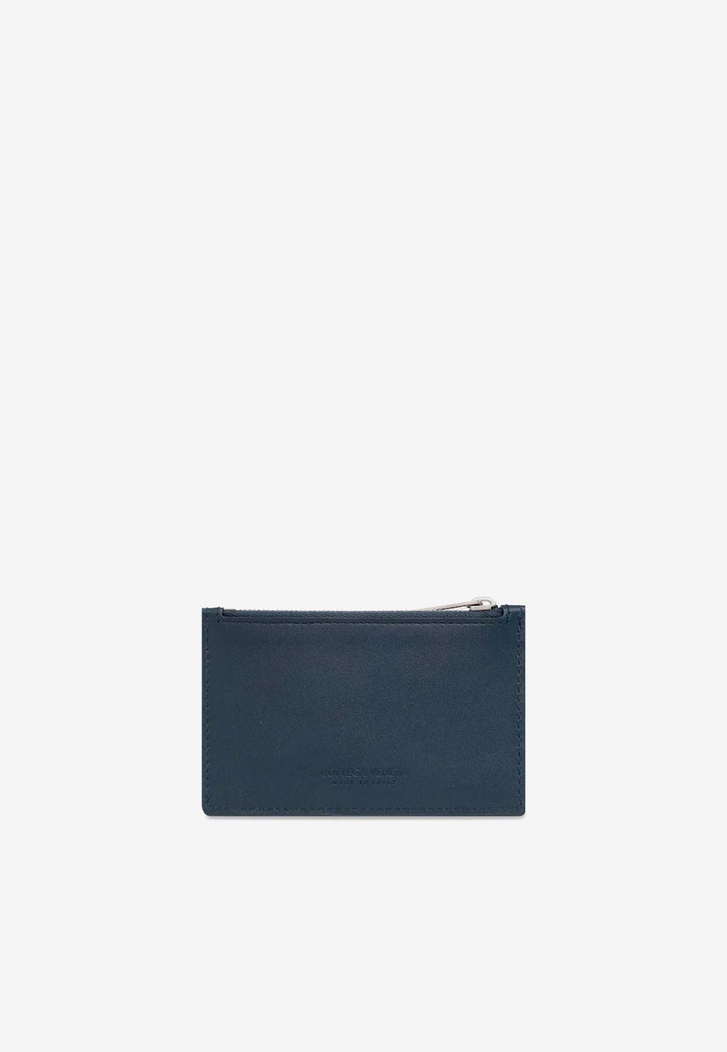 Bottega Veneta Intrecciato Calf Leather Zip Cardholder Deep Blue 679802 VCPQ3-3121