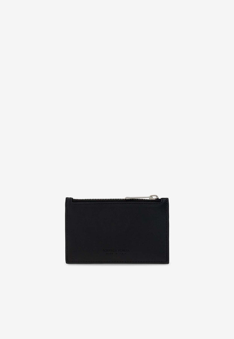 Bottega Veneta Intrecciato Calf Leather Zip Cardholder Black 679802 VCPQ3-8803