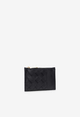 Bottega Veneta Intrecciato Leather Zipped Cardholder Black 680613 VCPP3-8425