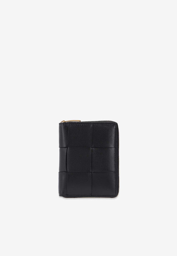 Bottega Veneta Zip Wallet in Intrecciato Leather Black 681191 VCQC1-8425