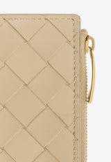 Bottega Veneta Small Bi-Fold Zip Wallet in Intrecciato Leather Porridge 707601 VCPP3-9776