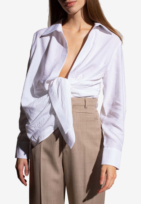 Jacquemus La Chemise Bahia Draped Shirt White 213SH002 1020-100