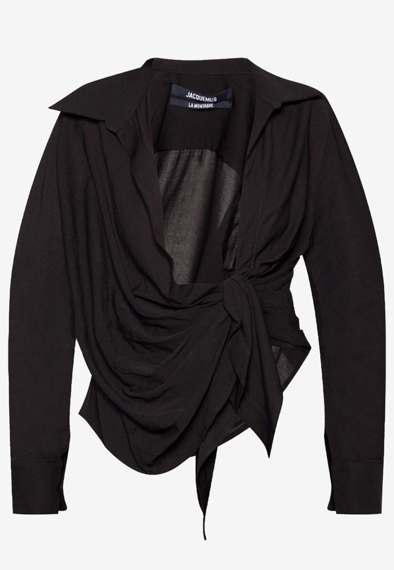 Jacquemus La Chemise Bahia Draped Shirt Black 213SH02-213 102-990