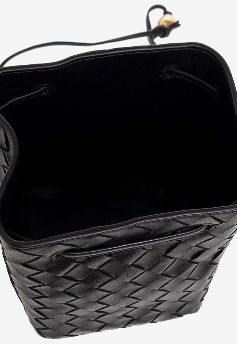 Bottega Veneta Small Intrecciato Leather Bucket Bag Black 717432 VCPP3-8425