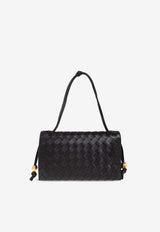 Bottega Veneta Small Trio Intrecciato Leather Shoulder Bag Black 717435 VCPP3-8425