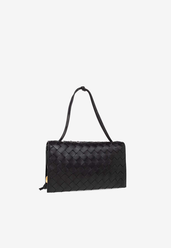 Bottega Veneta Small Trio Intrecciato Leather Shoulder Bag Black 717435 VCPP3-8425