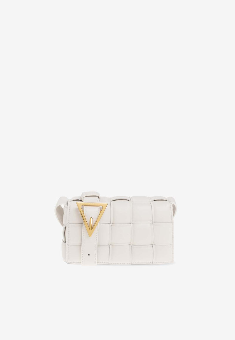 Bottega Veneta Small Padded Cassette Crossbody Bag in Intrecciato Leather White 717506 VCQR1-9009