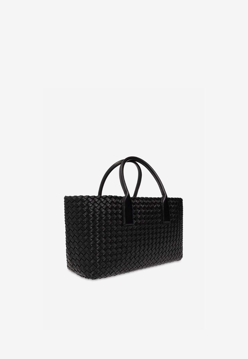 Bottega Veneta Small Cabat Intreccio Leather Tote Bag Black 730297 V1OW1-8425