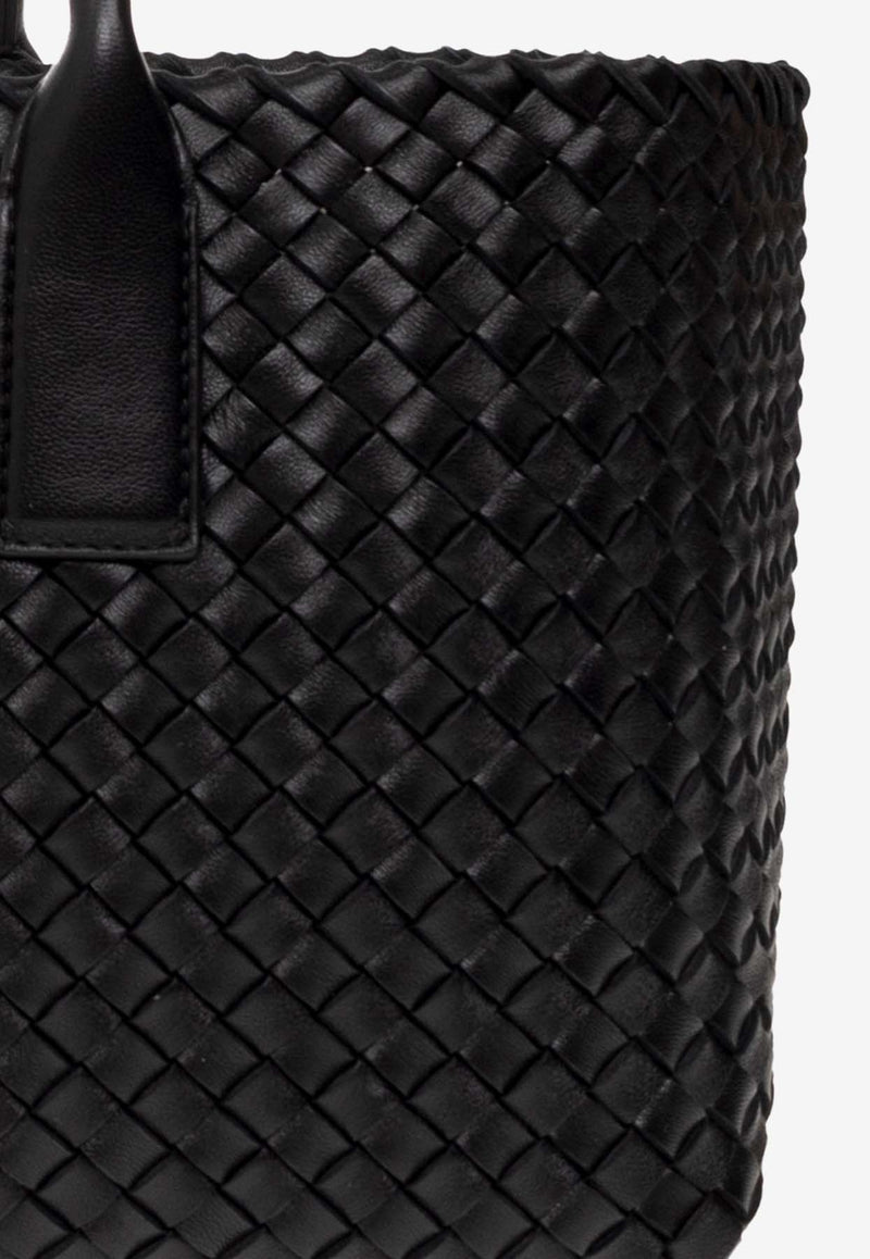 Bottega Veneta Small Cabat Intreccio Leather Tote Bag Black 730297 V1OW1-8425