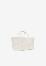 Bottega Veneta Small Cabat Intreccio Leather Tote Bag White 730297 V1OW1-9009