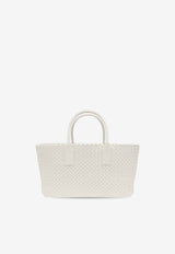 Bottega Veneta Small Cabat Intreccio Leather Tote Bag White 730297 V1OW1-9009